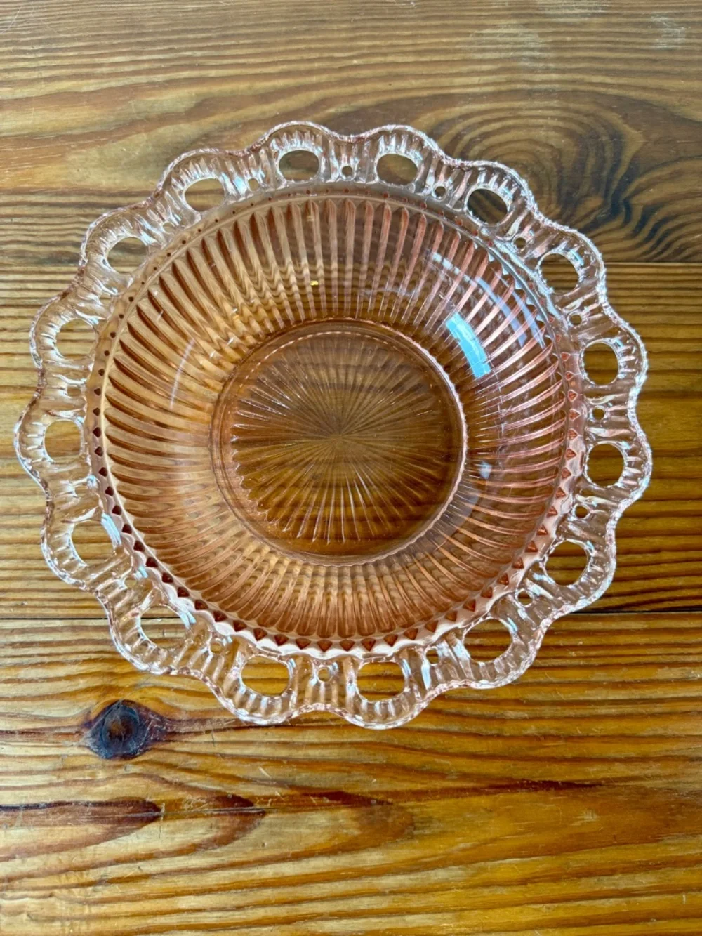 Anchor Hocking Old Colony Pink Depression Glass Lace Edge Bowl 8